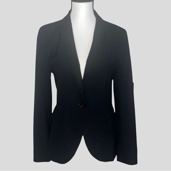 Zara Basics Lined Black One Button Blazer Size 4 - Picture 1 of 8